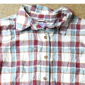 Carhartt Women’s Plaid Shirt Maroon/teal Medium 8/10 Long Sleeve Button Up